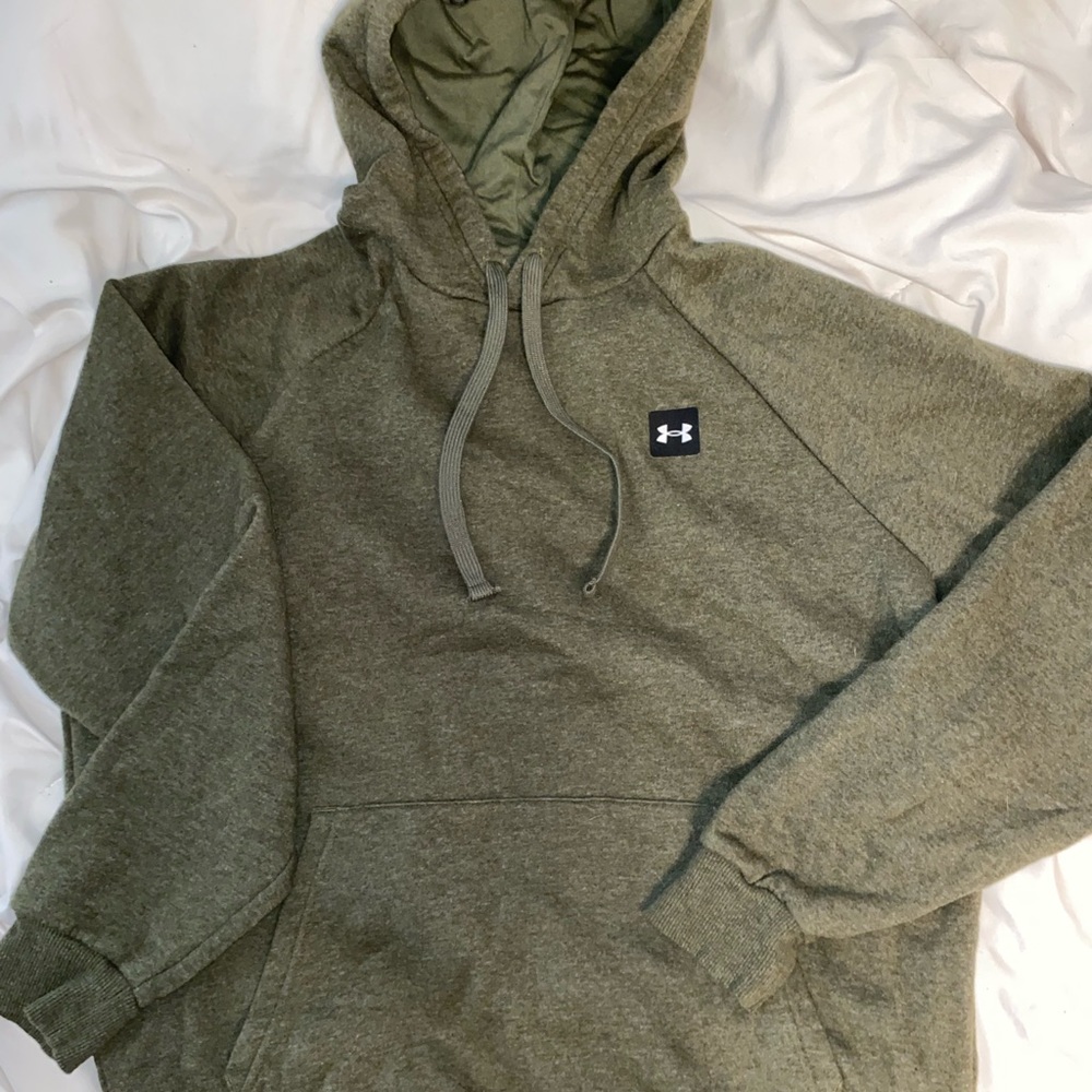 Under Armour UA Rival Mens Fleece Hoodie Marine OD Green Size Medium Loose Fit